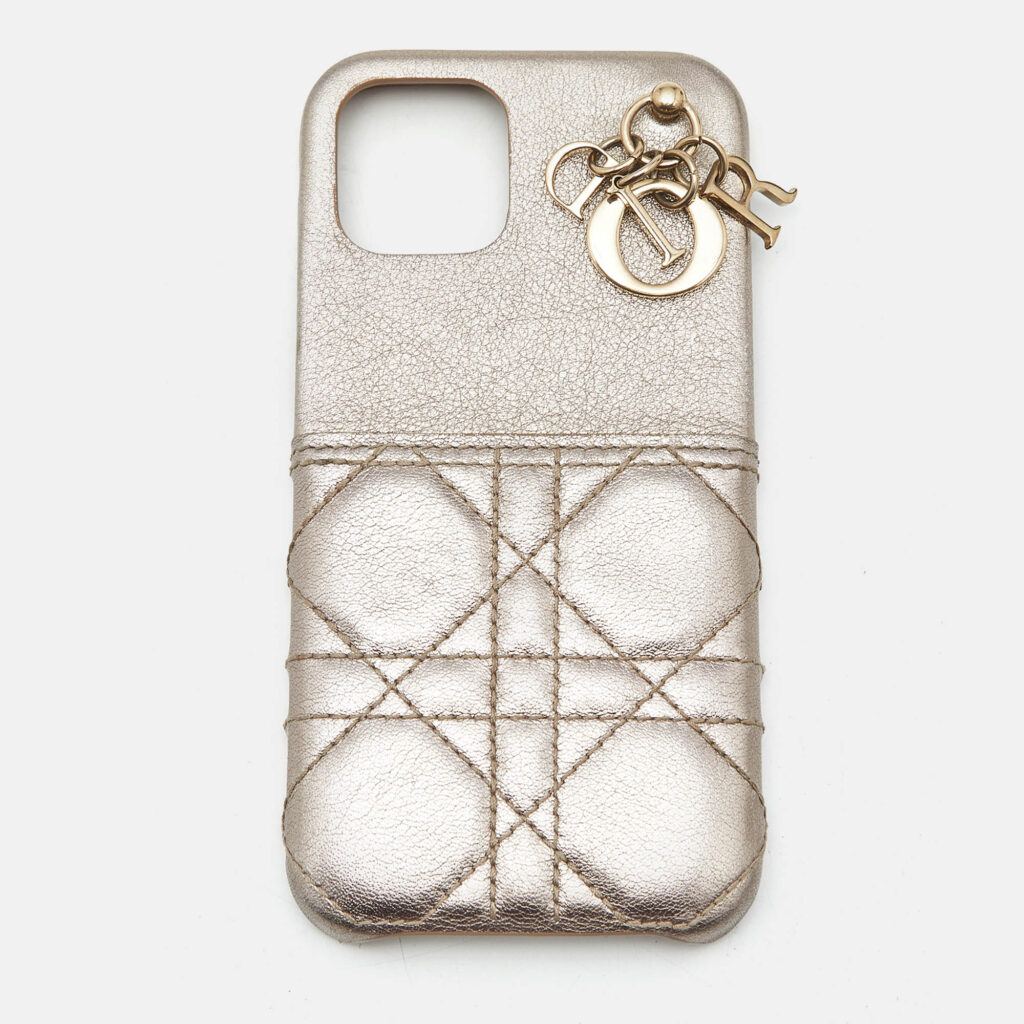 Dior Metallic Beige Cannage Leather Lady Dior iPhone 12/12 Pro Case Dior Metallic Beige Cannage Leather Lady Dior iPhone 12/12 Pro Case
