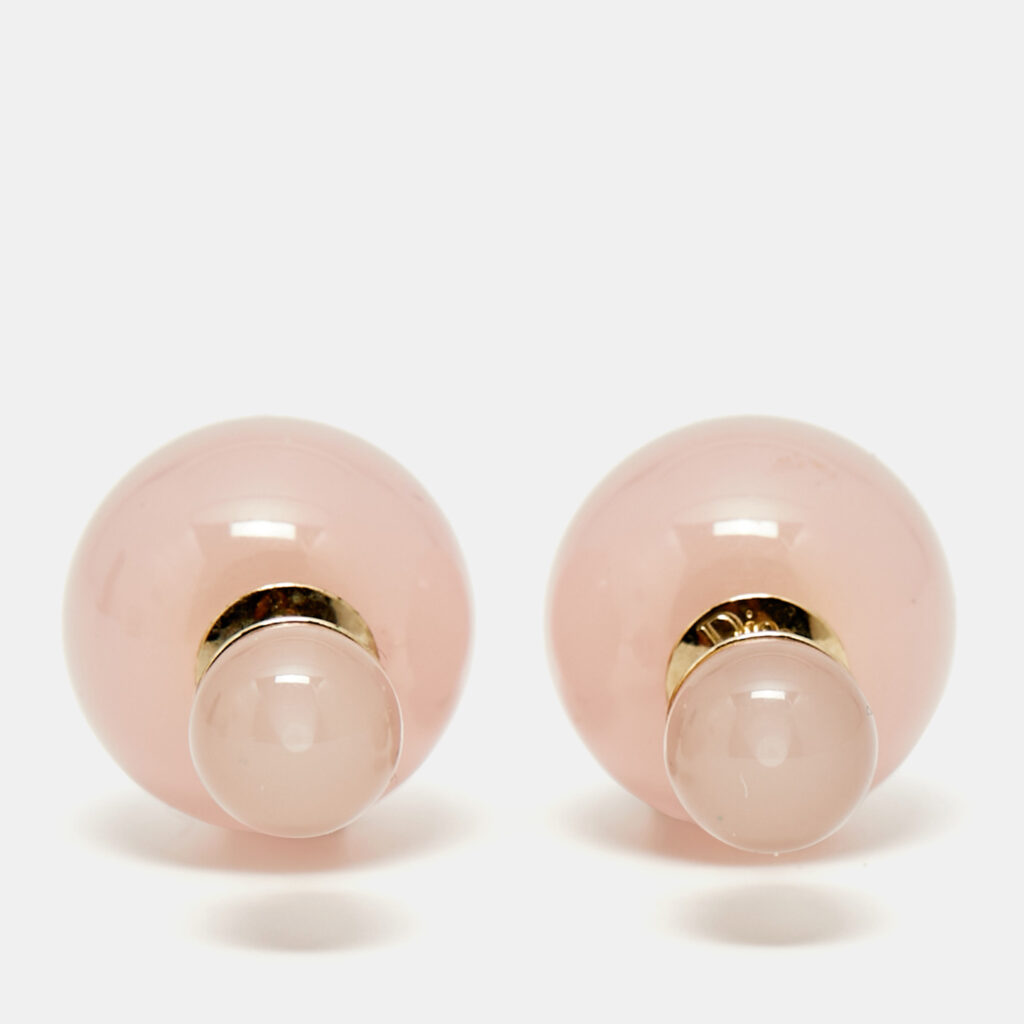 Dior Tribales Pink Resin Gold Tone Stud Earrings Dior Tribales Pink Resin Gold Tone Stud Earrings