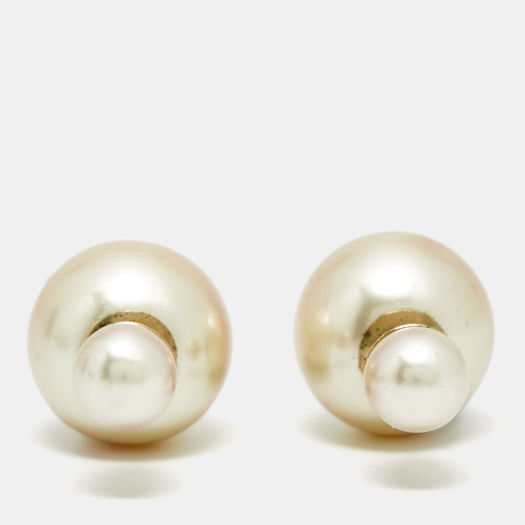 Dior Tribales Faux Pearl Gold Tone Earrings Dior Tribales Faux Pearl Gold Tone Earrings