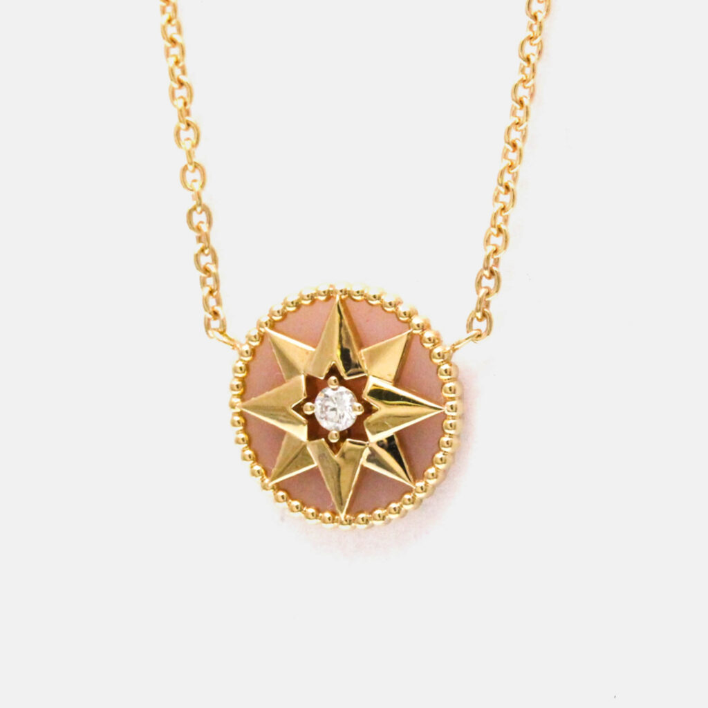 Christian Dior Rose Des Vents 18K Pink Gold Diamond Opal Pendant Necklace Christian Dior Rose Des Vents 18K Pink Gold Diamond Opal Pendant Necklace