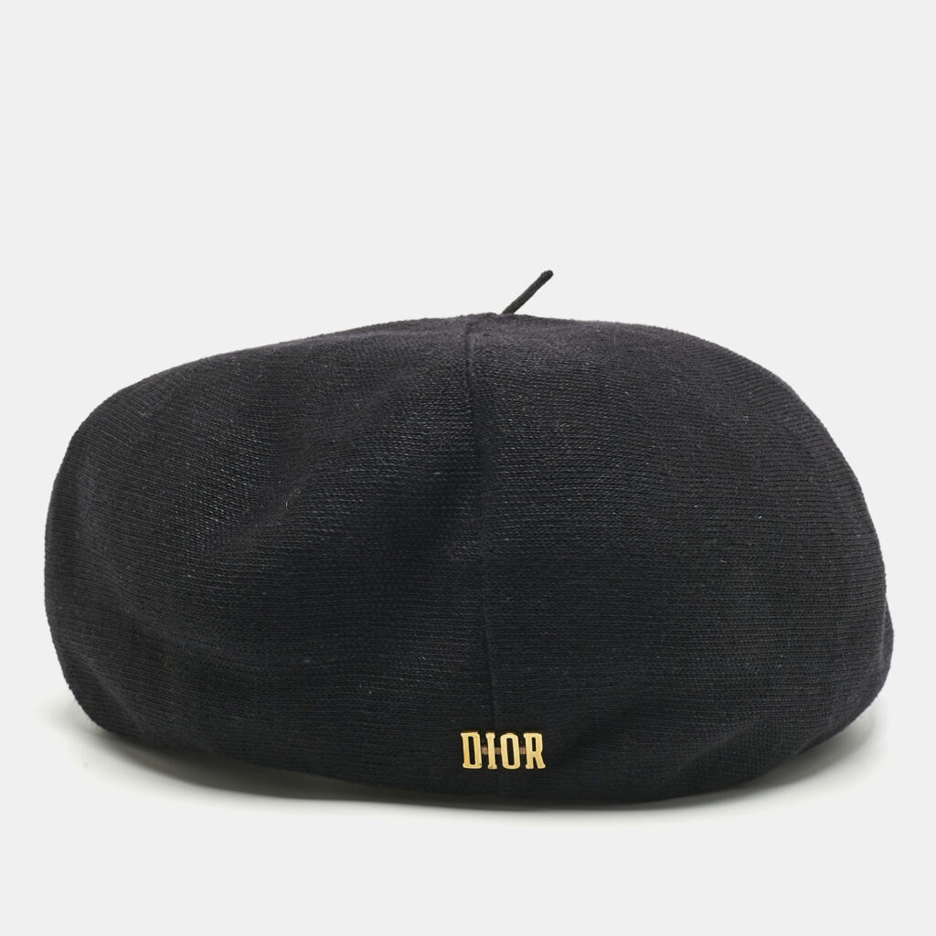 Christian Dior Black Logo Detail Linen Beret Cap One Size Christian Dior Black Logo Detail Linen Beret Cap One Size