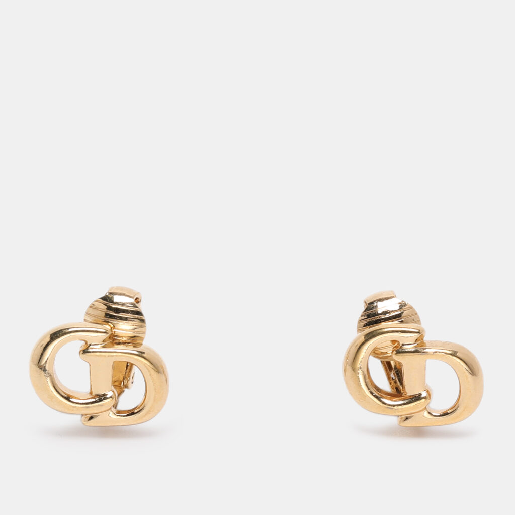 luxury-women-dior-used-accessories-p1223057-002-1.jpg Dior Gold Tone CD Logo Clip On Earrings