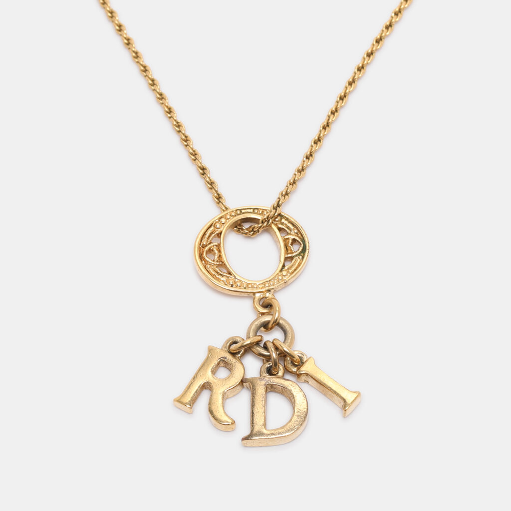 Dior Gold Tone Lady Dior Pendant Necklace Dior Gold Tone Lady Dior Pendant Necklace