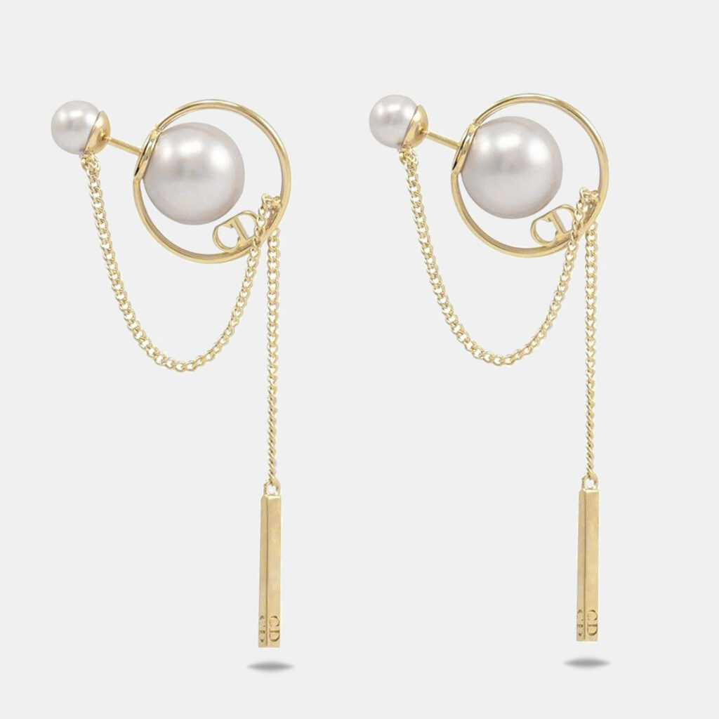 Dior CD Faux Pearl Gold Tone Earrings Dior CD Faux Pearl Gold Tone Earrings