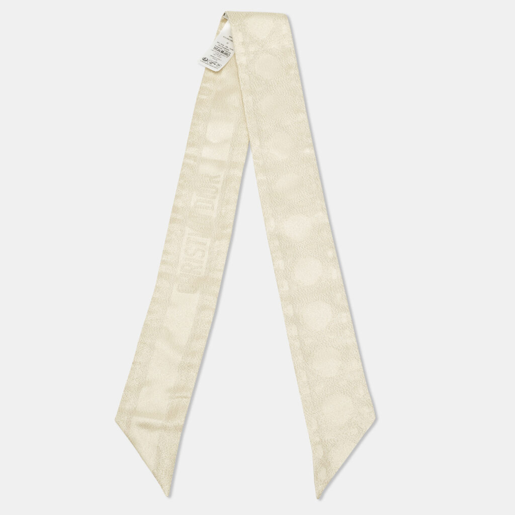 Christian Dior Beige Lurex Logo Jacquard Mitzah Christian Dior Beige Lurex Logo Jacquard Mitzah