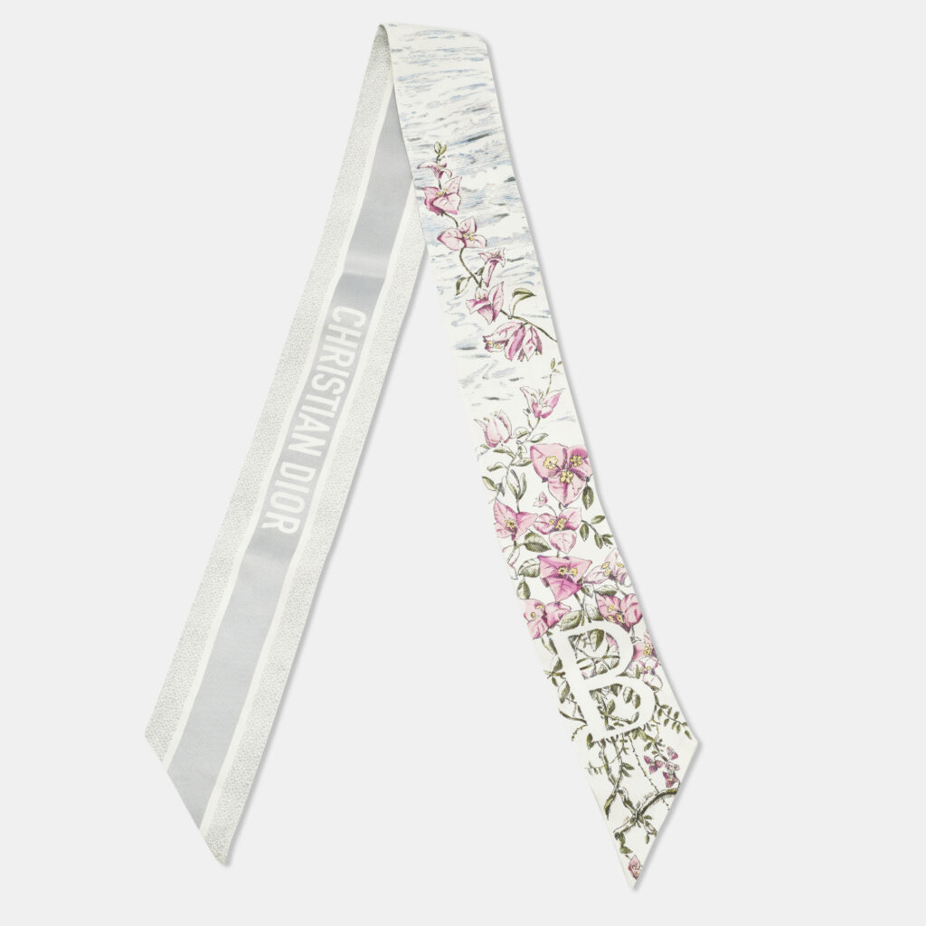 Christian Dior Grey Floral Print Silk Mitzah Christian Dior Grey Floral Print Silk Mitzah