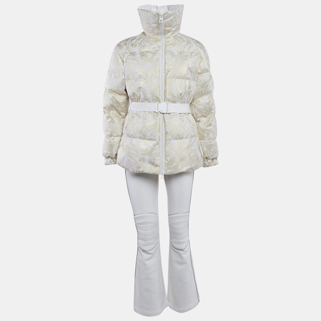 Christian Dior Cream Lurex Jacquard and Gabardine Ski Jacket and Pants Set S Christian Dior Cream Lurex Jacquard and Gabardine Ski Jacket and Pants Set S