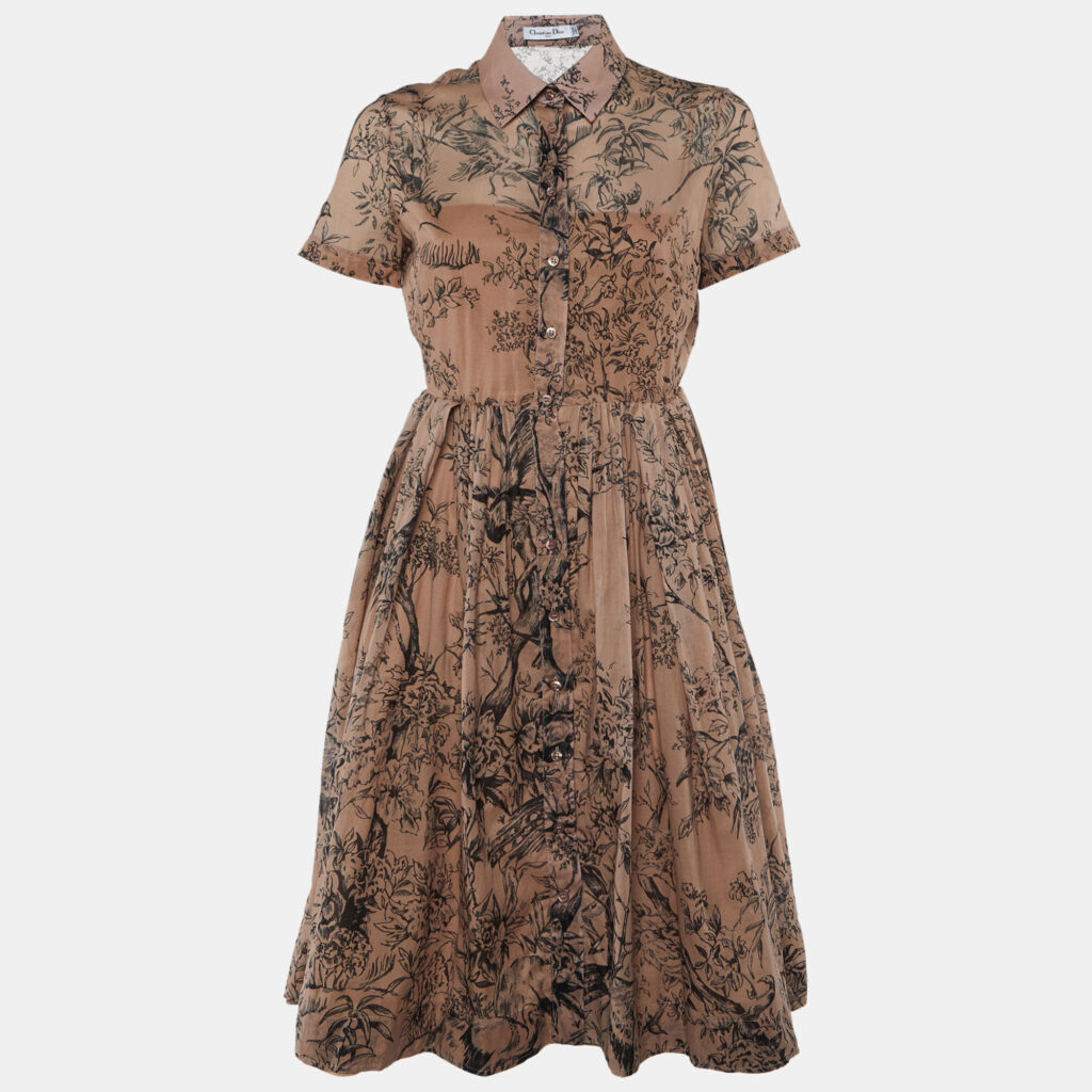 Christian Dior Pink Toile De Jouy Print Cotton Midi Shirt Dress S Christian Dior Pink Toile De Jouy Print Cotton Midi Shirt Dress S