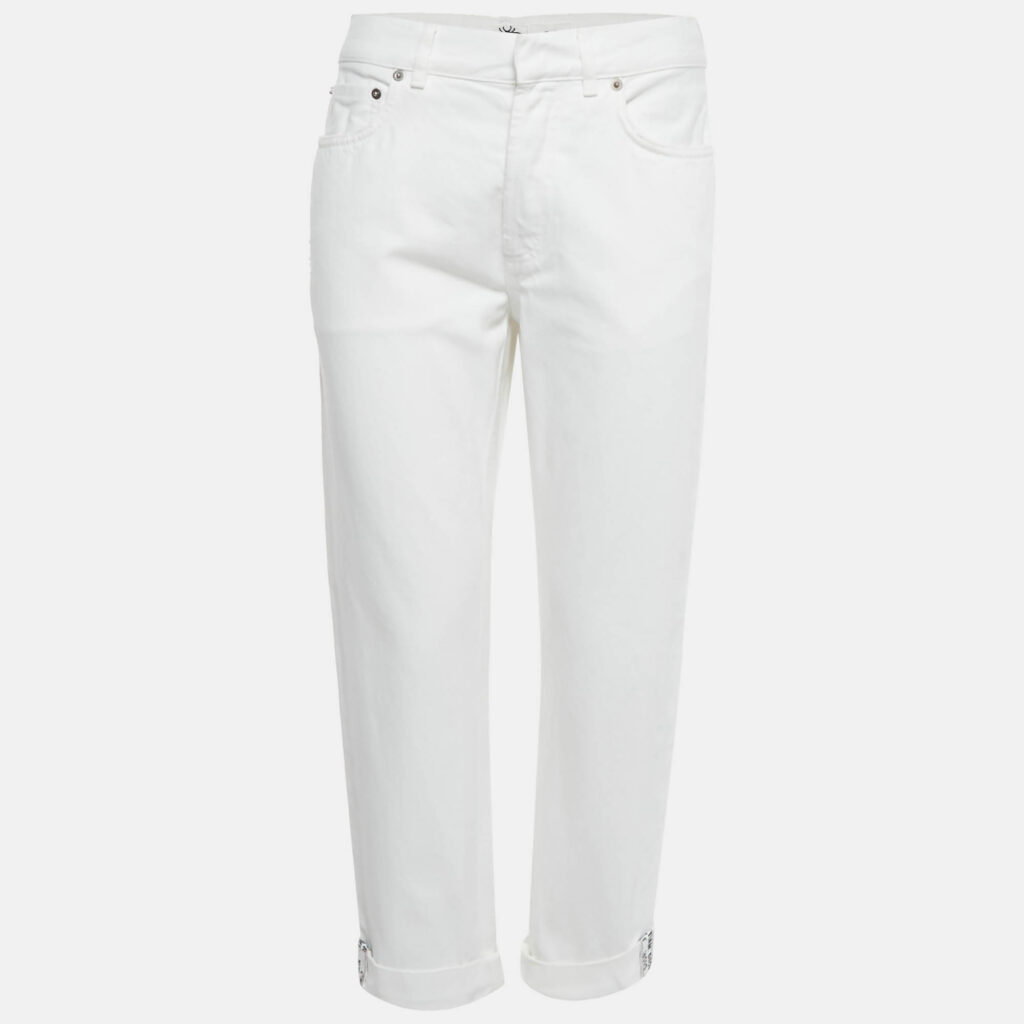 Christian Dior White Denim Folded Hem Jeans M Waist 28" Christian Dior White Denim Folded Hem Jeans M Waist 28"
