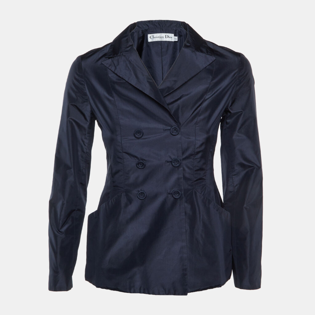 Dior Midnight Blue Silk Double Breasted Bar Jacket S