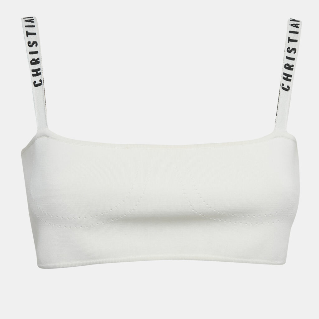 Dior White Jersey Logo Band Bralette Top L