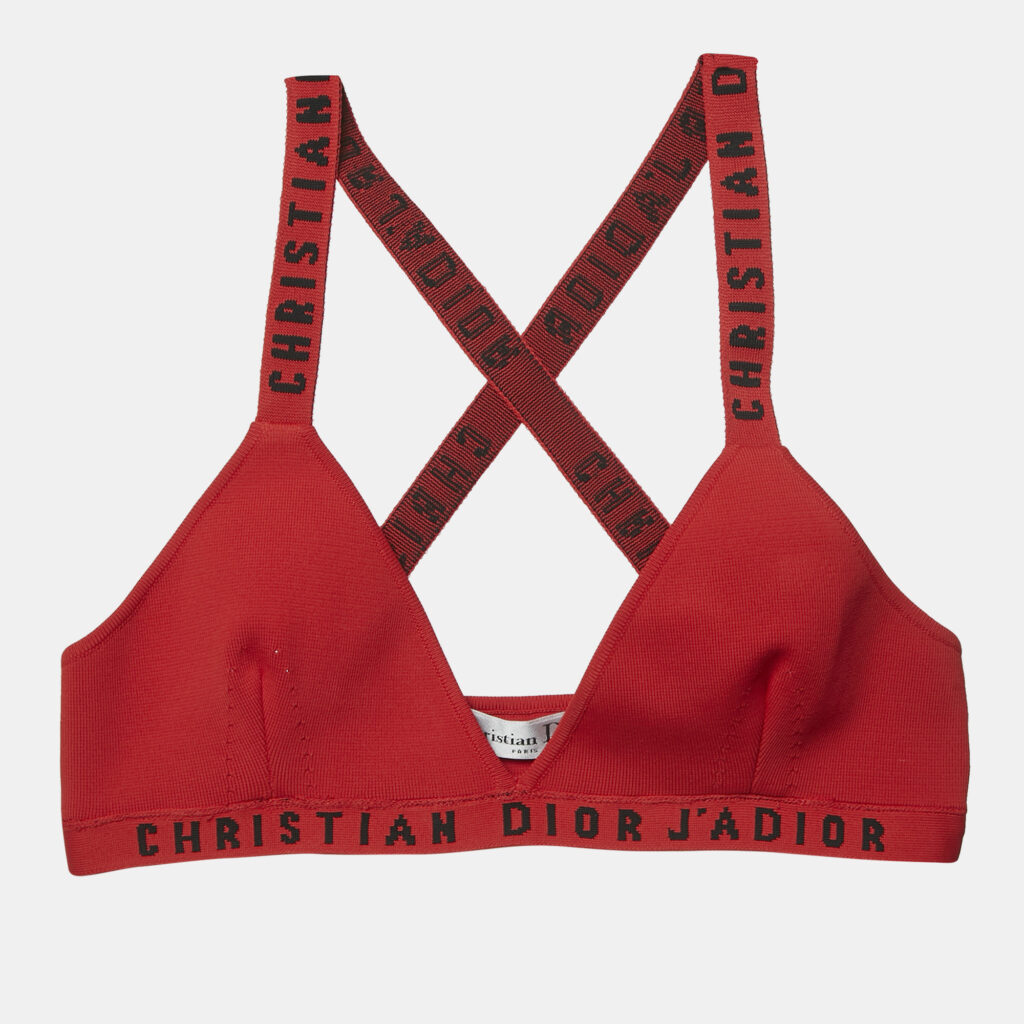 Christian Dior Red Logo Knit Bralette Top XS Christian Dior Red Logo Knit Bralette Top XS
