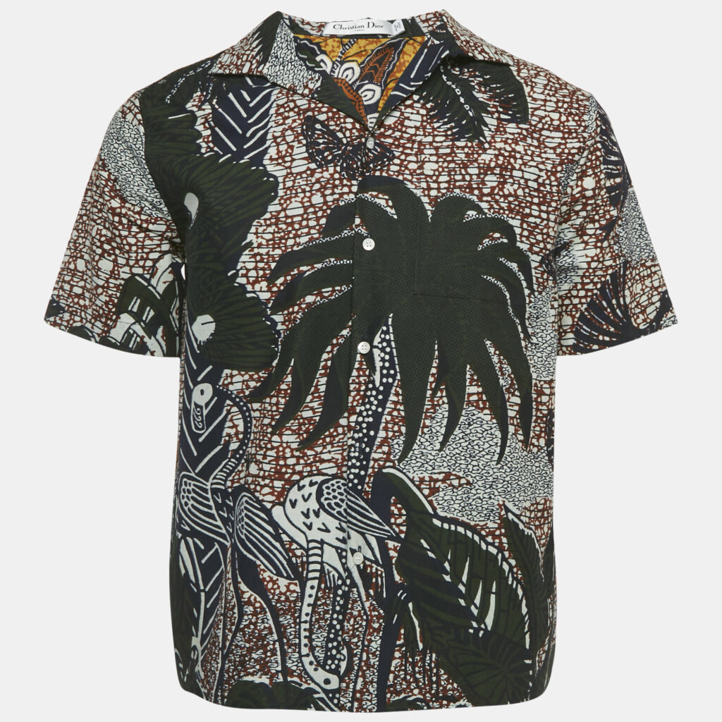 Christian Dior Green Printed Cotton Shirt M Christian Dior Green Printed Cotton Shirt M