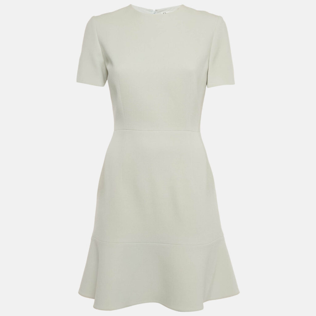 Christian Dior Blue Wool Flared Mini Dress M Christian Dior Blue Wool Flared Mini Dress M