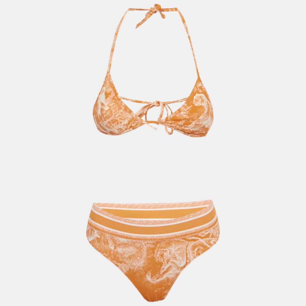 Christian Dior Orange Toile de Jouy Jersey Bikini Set XS Christian Dior Orange Toile de Jouy Jersey Bikini Set XS
