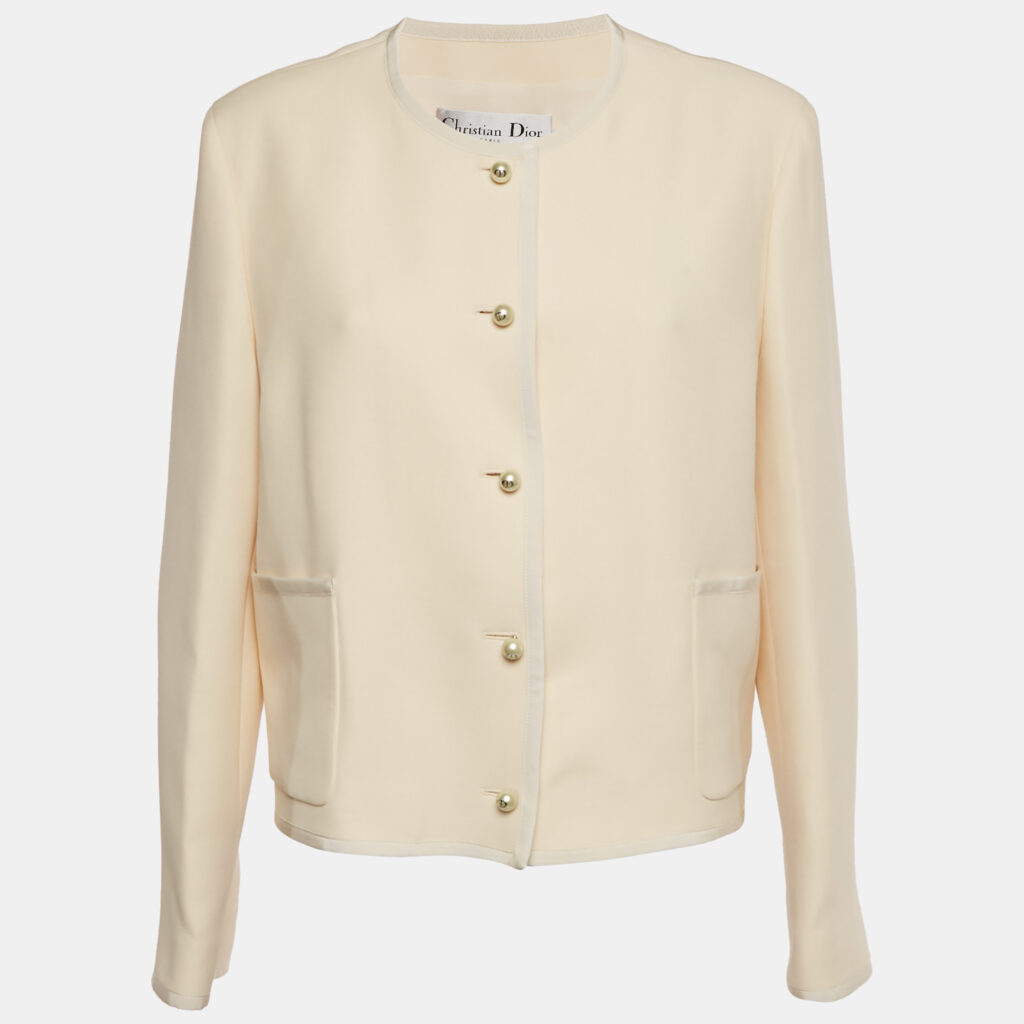 luxury-women-dior-used-clothes-p1236584-007-1.jpg Christian Dior Cream Wool Buttoned Jacket XL