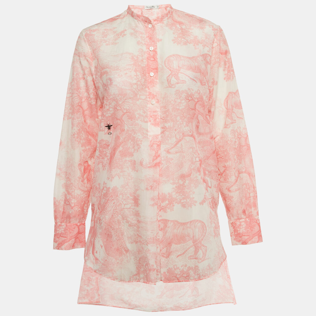 Christian Dior Pink Cotton Toile de Jouy Tunic S