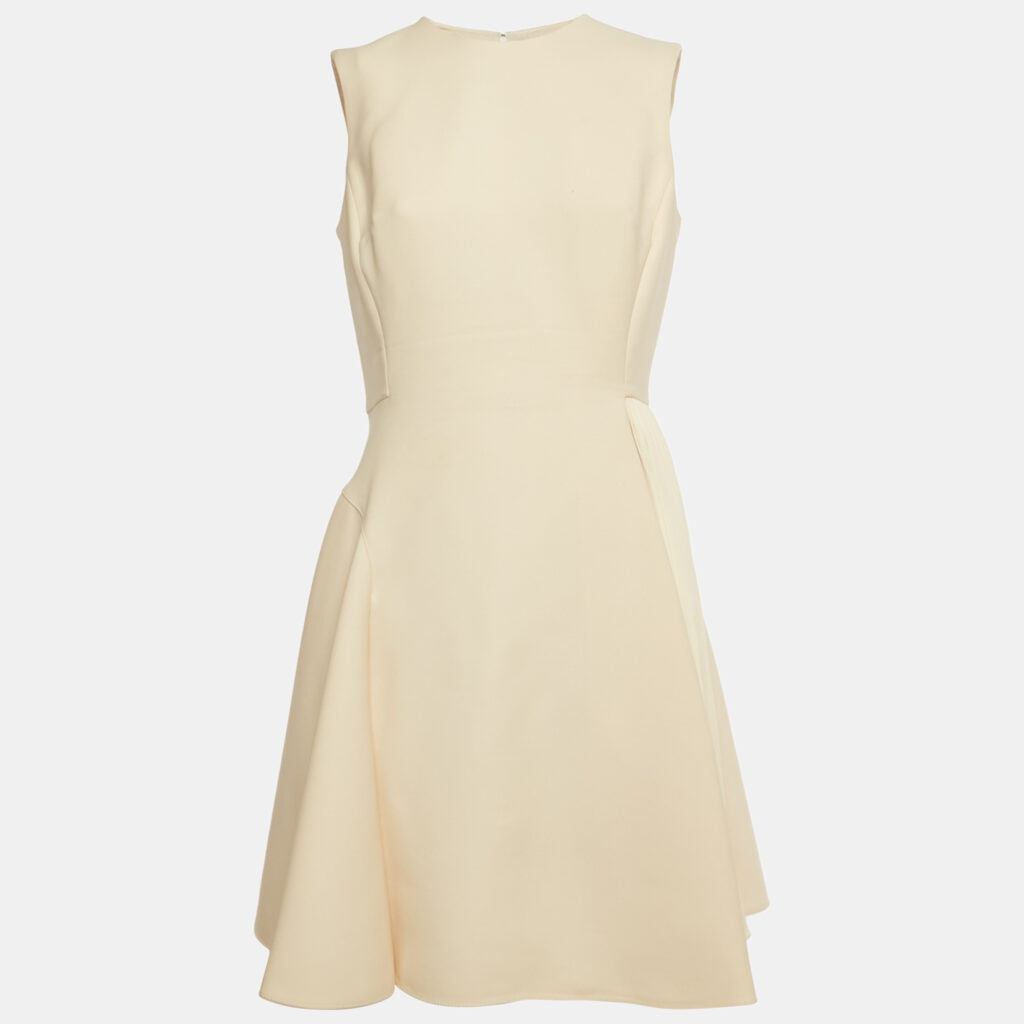 Christian Dior Cream Wool Pleated Mini Dress M Christian Dior Cream Wool Pleated Mini Dress M