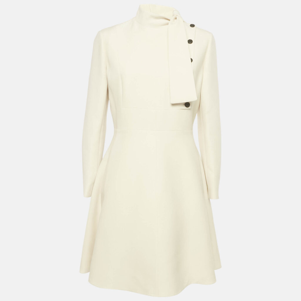 Christian Dior Cream Crepe Short Dress L Christian Dior Cream Crepe Short Dress L