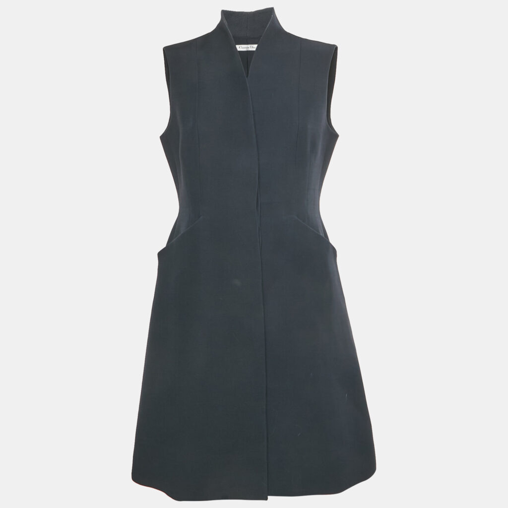 luxury-women-dior-used-clothes-p1249116-004.jpg Christian Dior Navy Blue Wool Sleeveless Mini Dress L