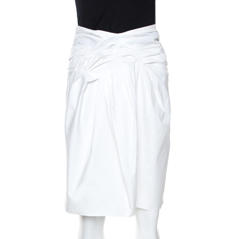 Christian Dior Boutique White Cotton Bow Detail Skirt S Christian Dior Boutique White Cotton Bow Detail Skirt S