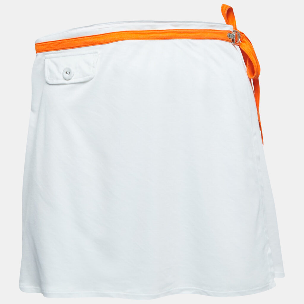 Dior Vintage White Knit Contrast Detail Wrap Mini Skirt S Dior Vintage White Knit Contrast Detail Wrap Mini Skirt S