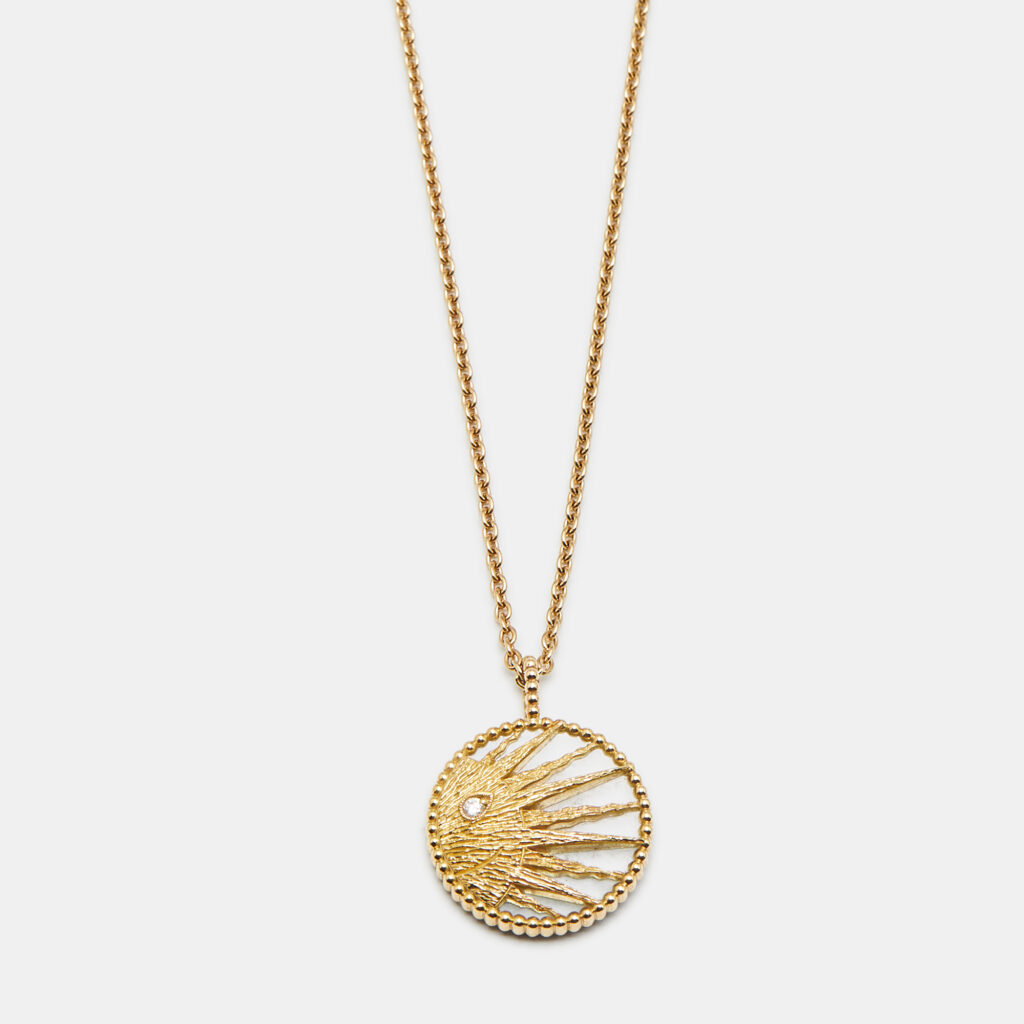 Dior Céleste Onyx Mother of Pearl Diamond 18k Yellow Gold Pendant Necklace