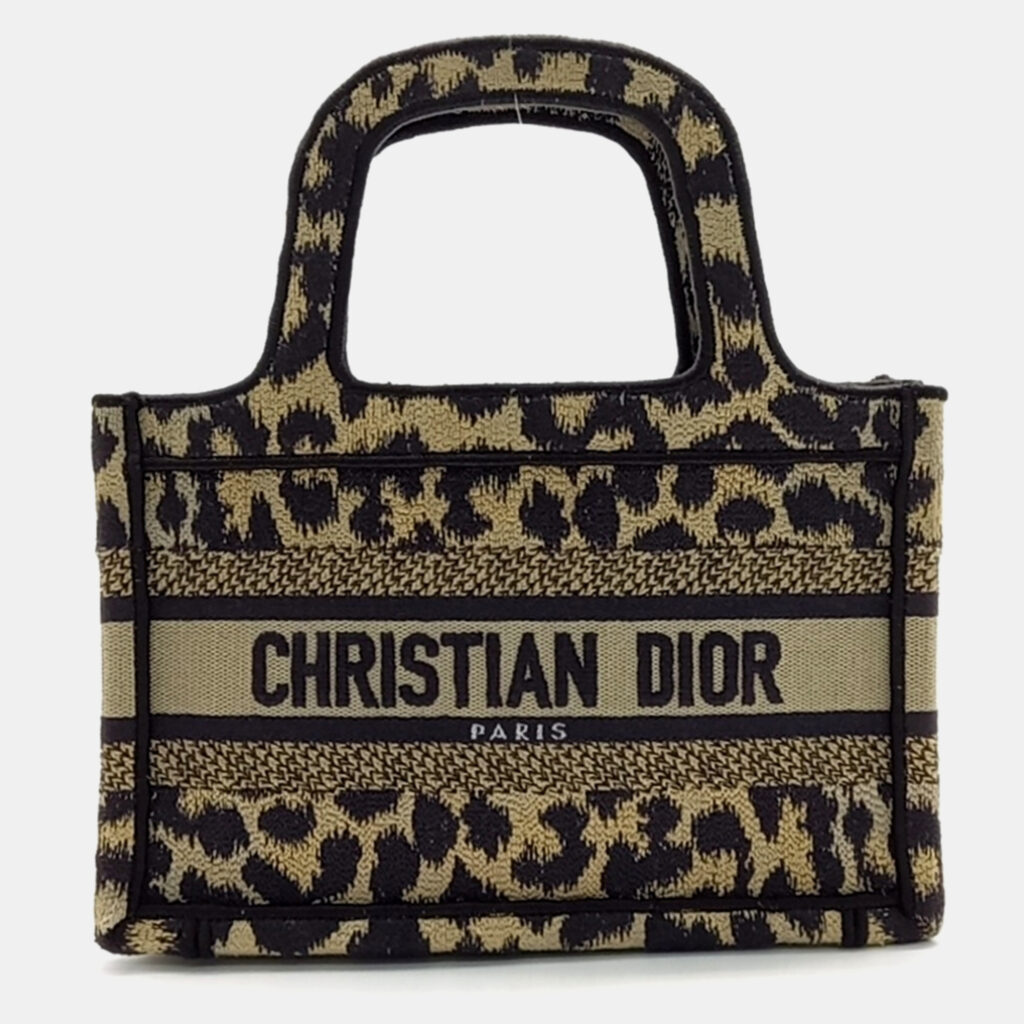 Dior Black Brown Fabric Mini Book Tote Bag Dior Black Brown Fabric Mini Book Tote Bag