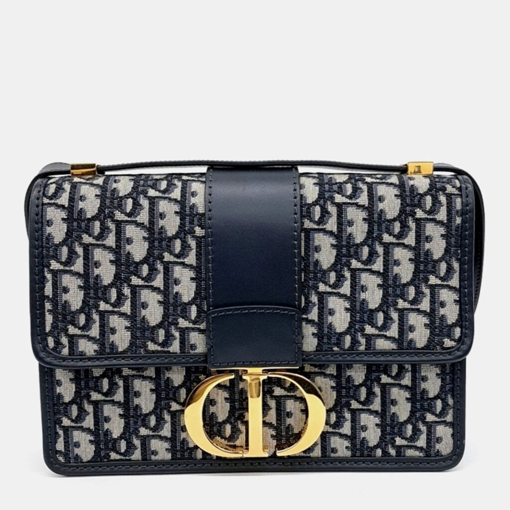 Dior Navy Blue Fabric Oblique 30 Montaign Bag Dior Navy Blue Fabric Oblique 30 Montaign Bag