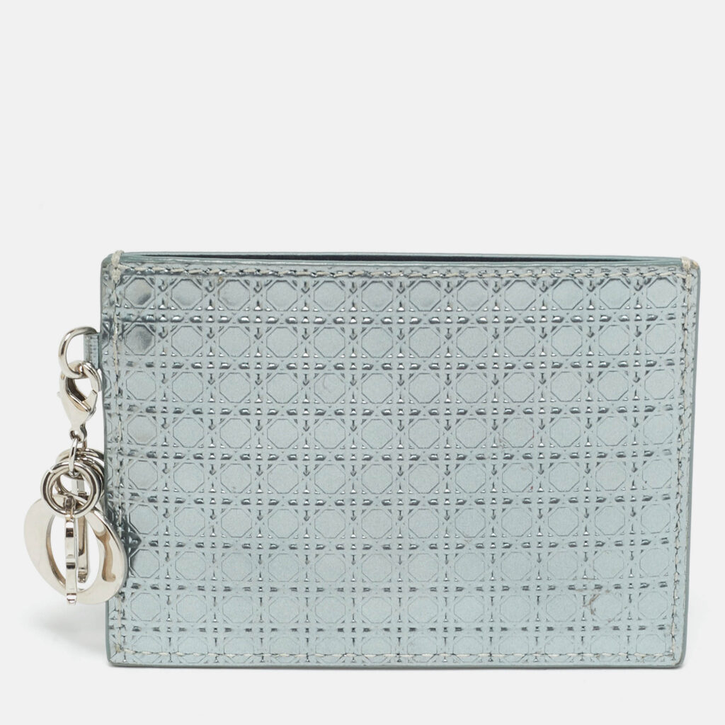 Dior Metallic Blue Patent Leather Lady Dior Card Holder Dior Metallic Blue Patent Leather Lady Dior Card Holder