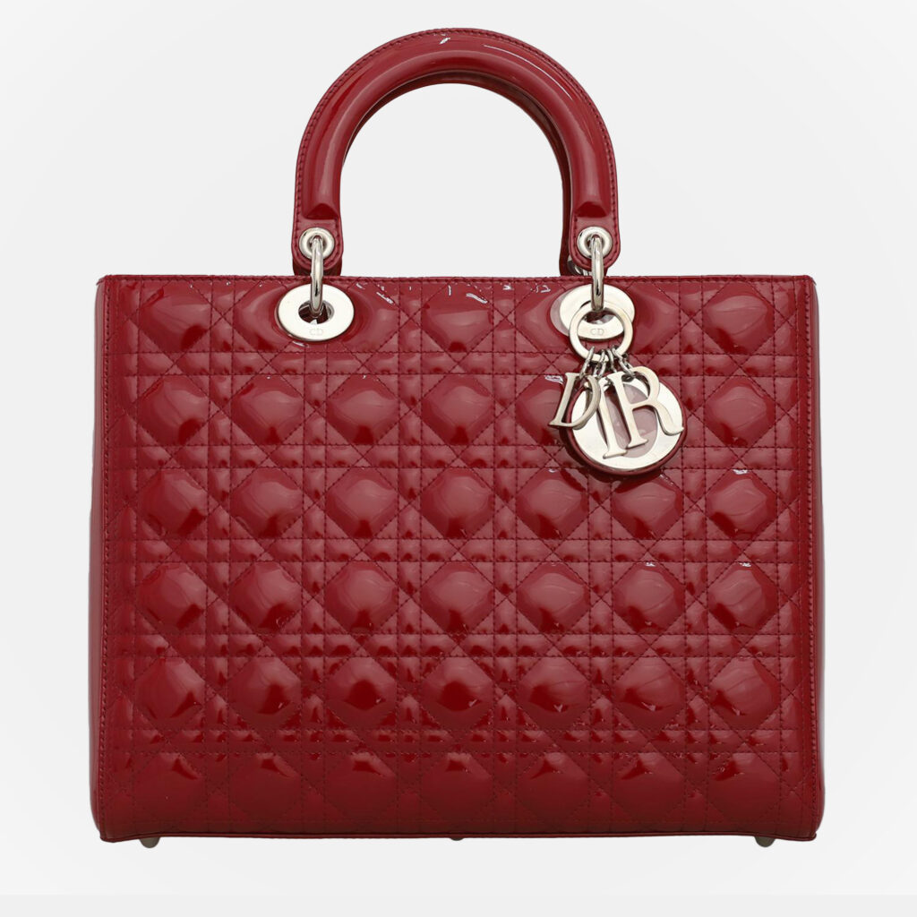 Dior Red Patent Leather Large Lady Dior Tote Bag Dior Red Patent Leather Large Lady Dior Tote Bag