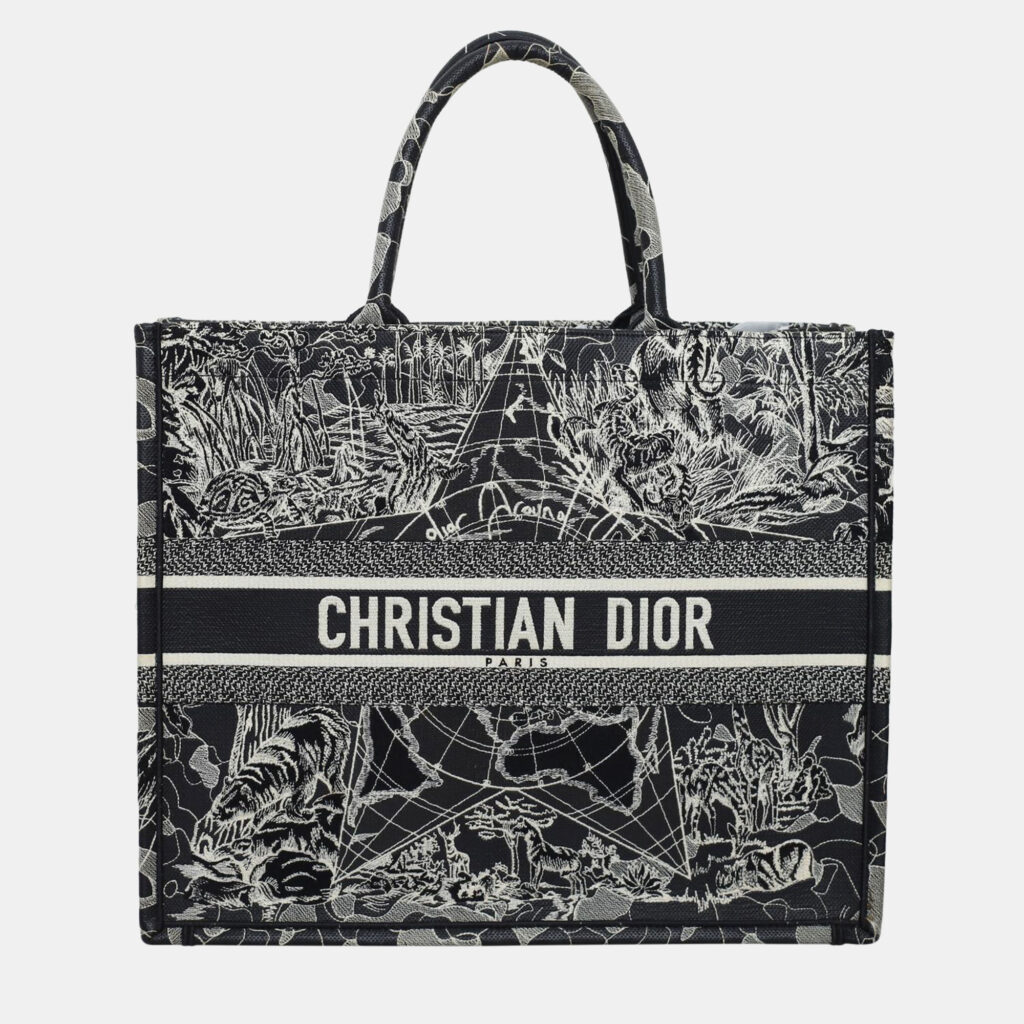 Christian Dior Canvas Embroidered Large Around The World Book Tote