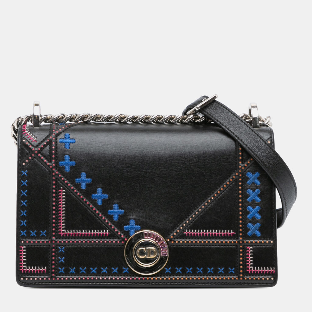 Dior Black Medium Calfskin Stitch Diorama Flap Bag Dior Black Medium Calfskin Stitch Diorama Flap Bag