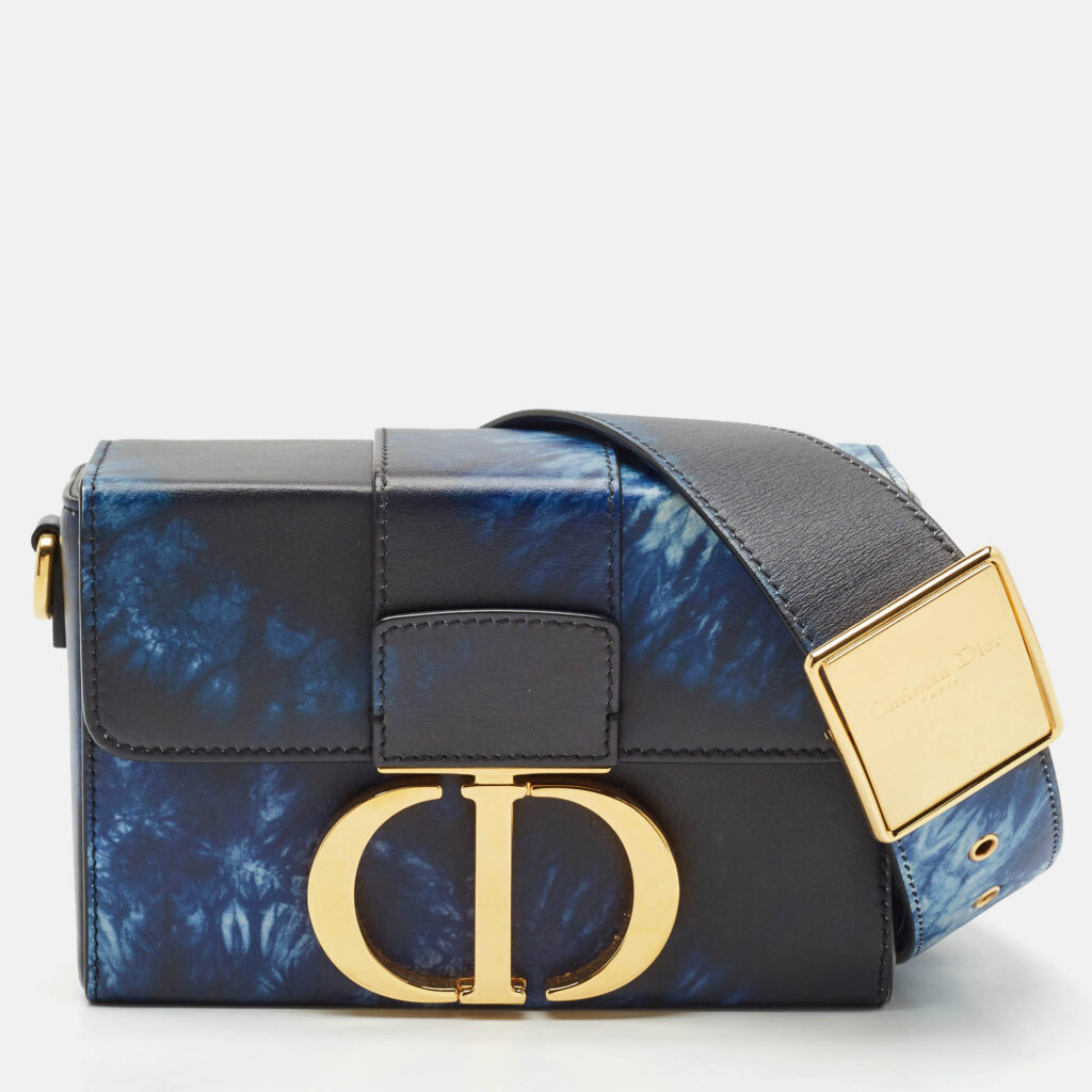 Dior Blue/Black Leather Tie Dye 30 Montaigne Box Bag Dior Blue/Black Leather Tie Dye 30 Montaigne Box Bag