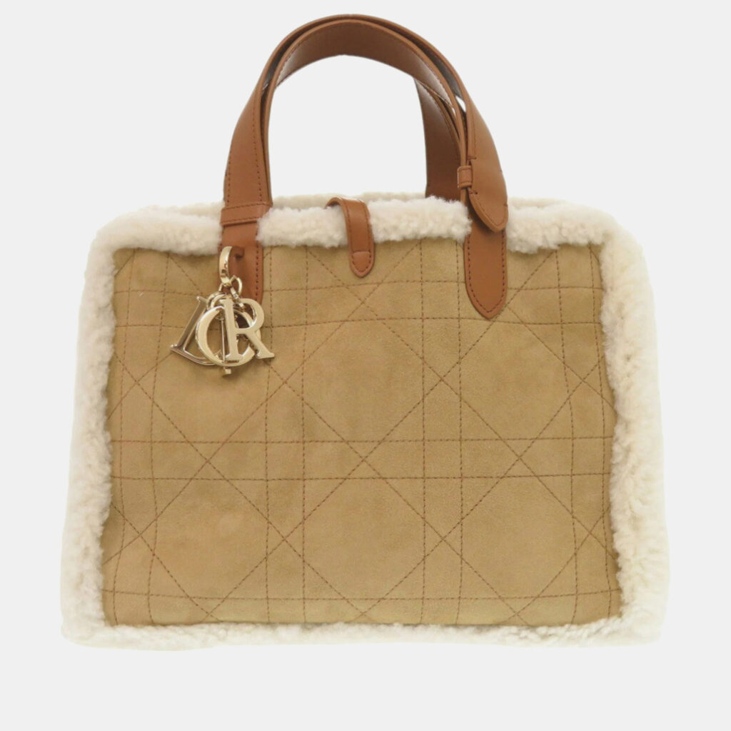 Dior Toujours Medium Brown Mouton Top Handle Bag
