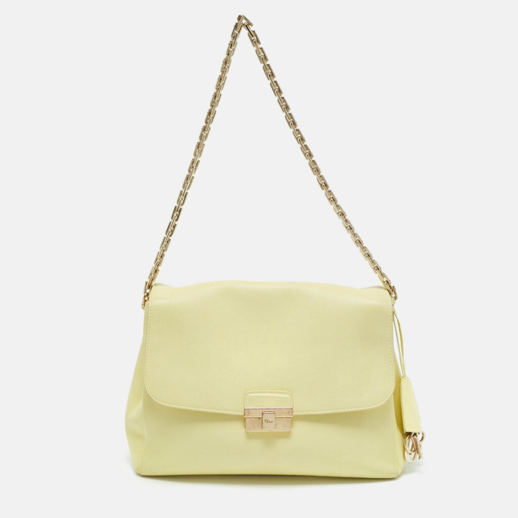 Dior Yellow Leather Large Diorling Shoulder Bag