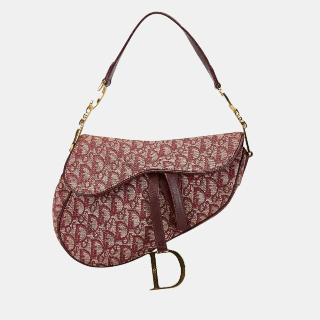 Christian Dior Dior Trotter Saddle Bordeaux Red Canvas Leather Handbag Christian Dior Dior Trotter Saddle Bordeaux Red Canvas Leather Handbag
