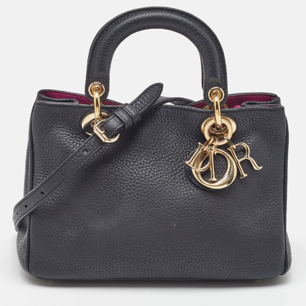 Dior Black Leather Mini Diorissimo Tote Dior Black Leather Mini Diorissimo Tote