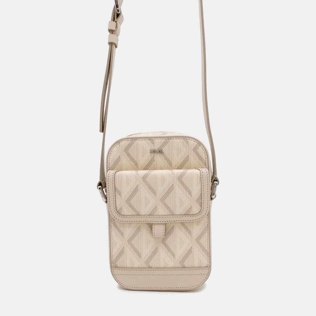 Dior Diamond White PVC Leather Vertical Pouch Dior Diamond White PVC Leather Vertical Pouch