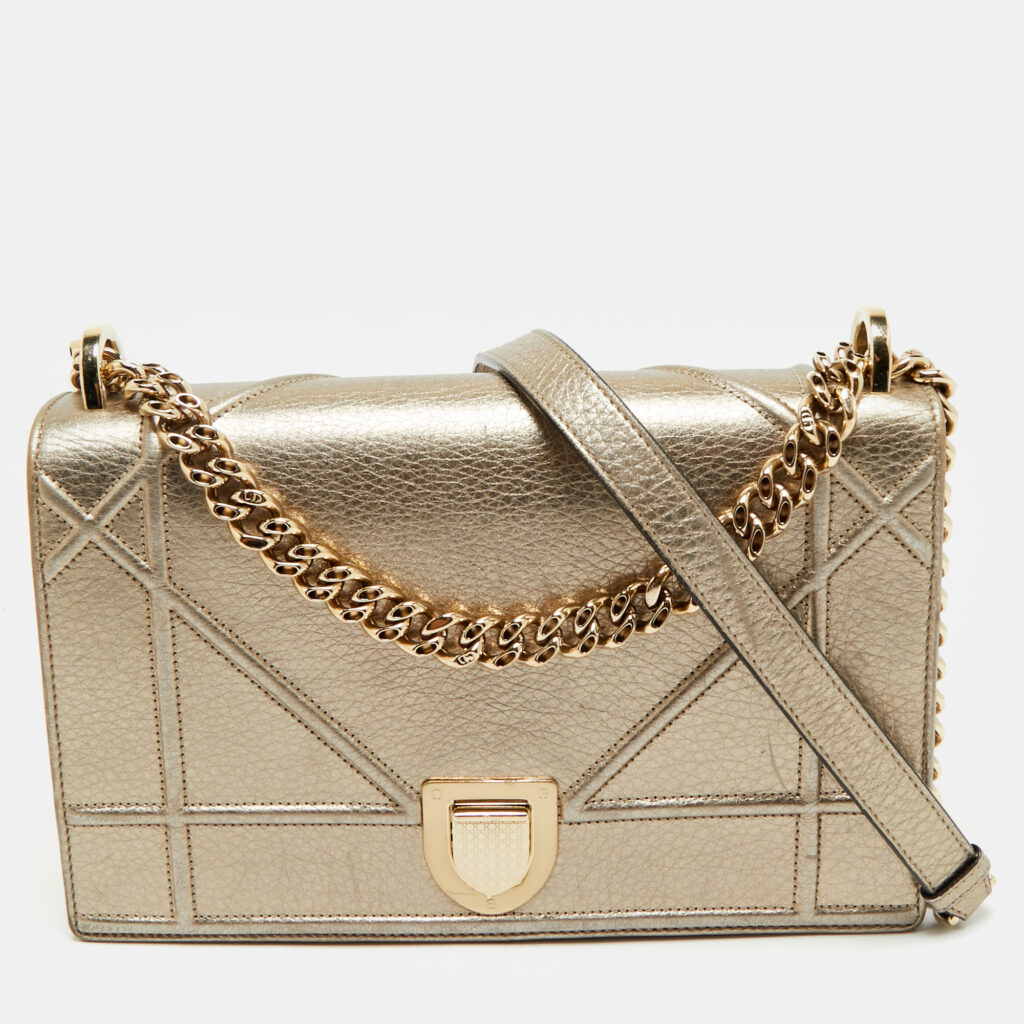 Dior Gold Leather Medium Diorama Shoulder Bag Dior Gold Leather Medium Diorama Shoulder Bag