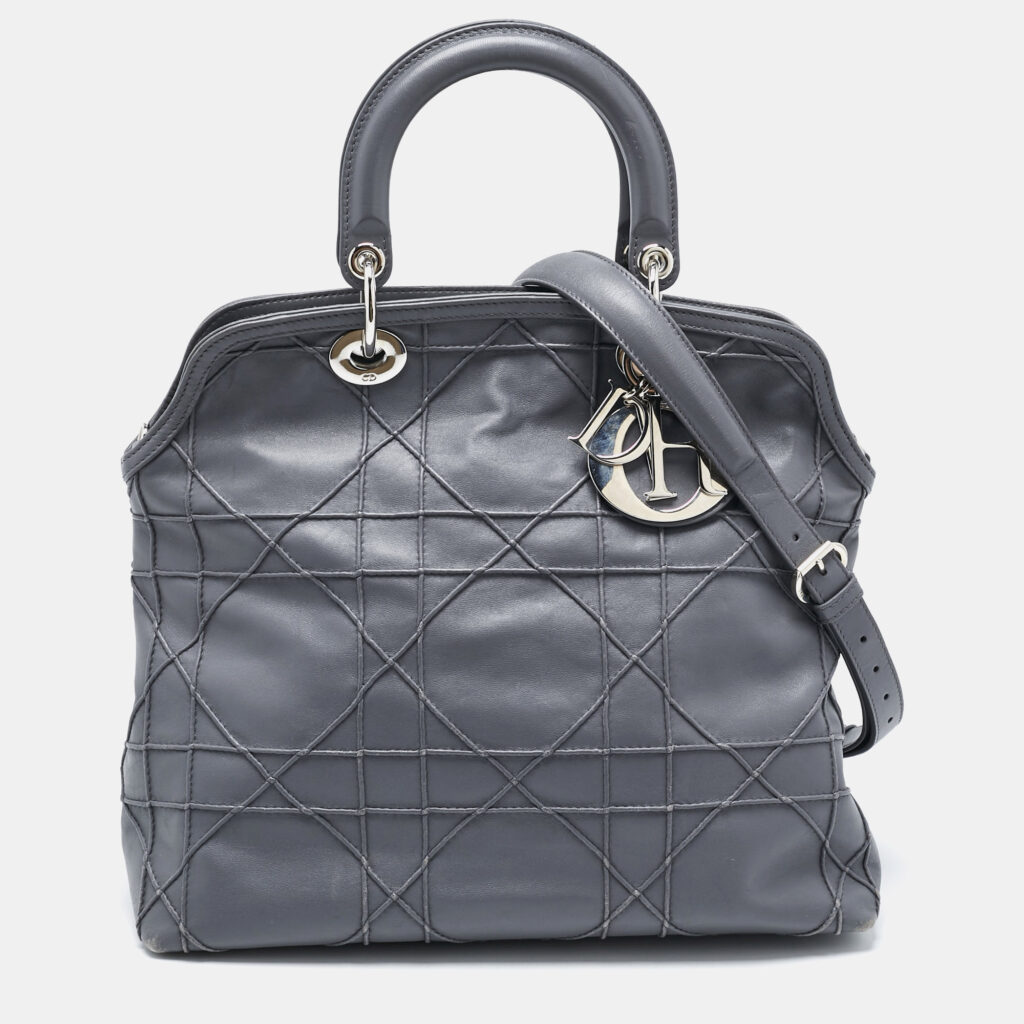 Dior Grey Cannage Leather Granville Tote Dior Grey Cannage Leather Granville Tote