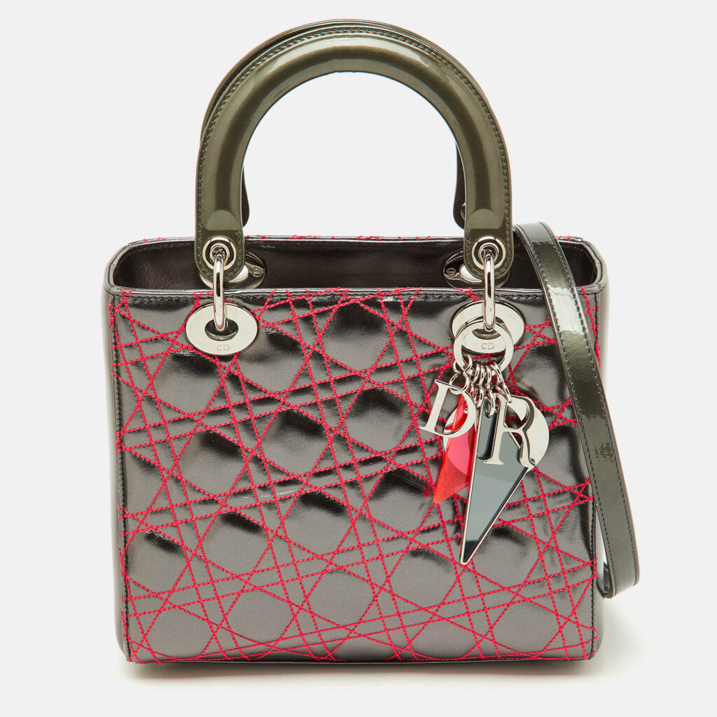 Dior Grey Cannage Patent and Leather Anselm Reyle Lady Dior Tote Dior Grey Cannage Patent and Leather Anselm Reyle Lady Dior Tote