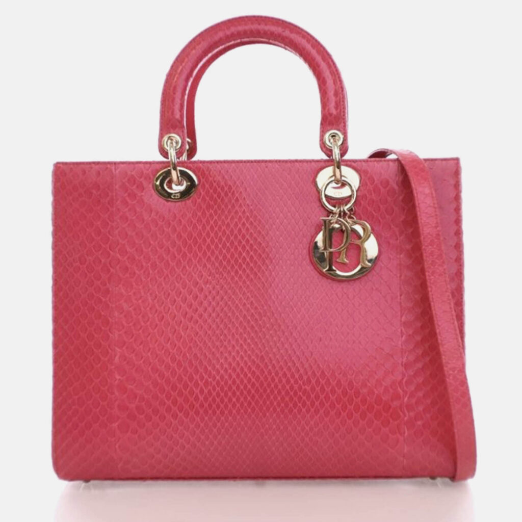Dior Lady Dior Large Pink Python Shoulder Bag
