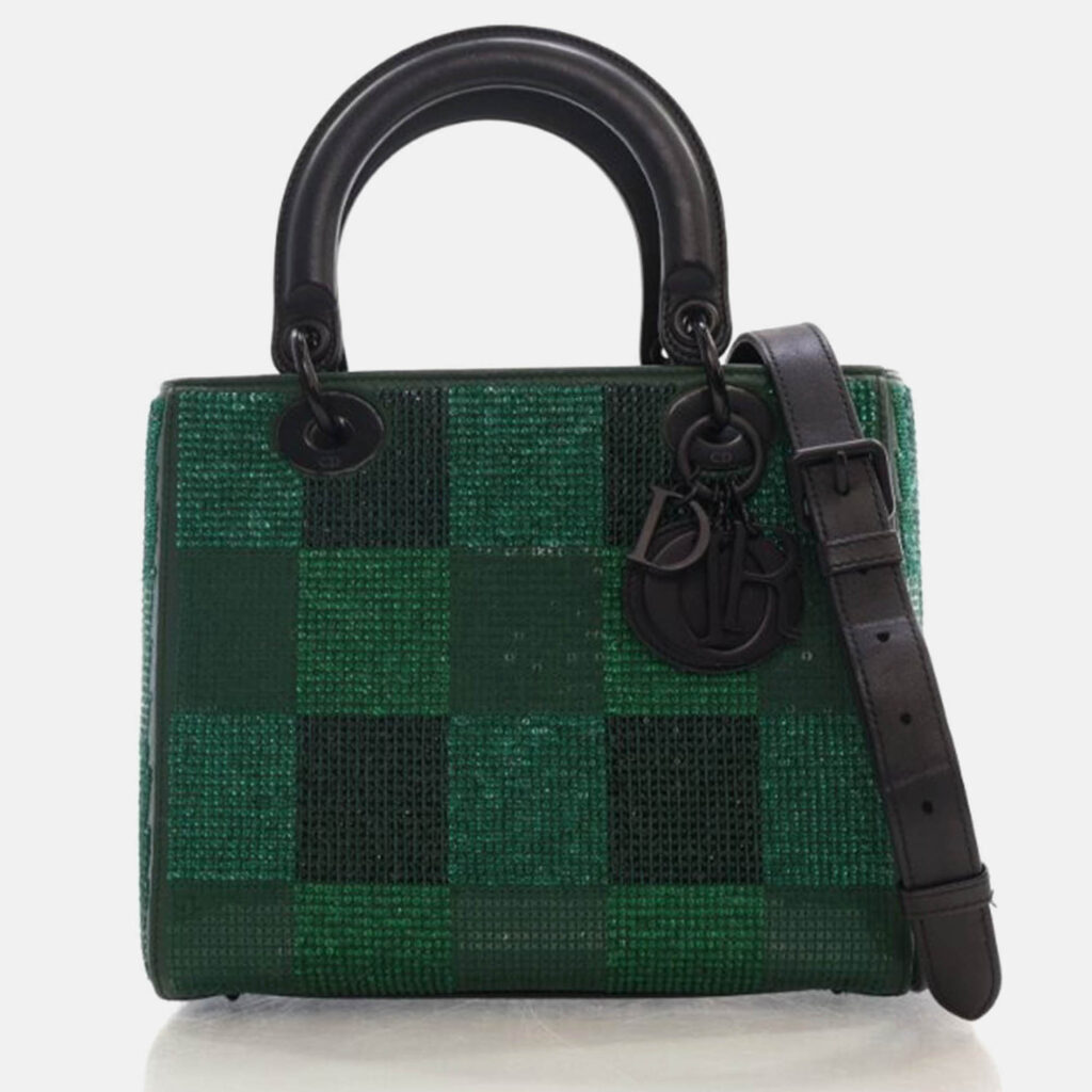 Dior Lady Dior Medium Crystal Embellished Leather Tote Bag