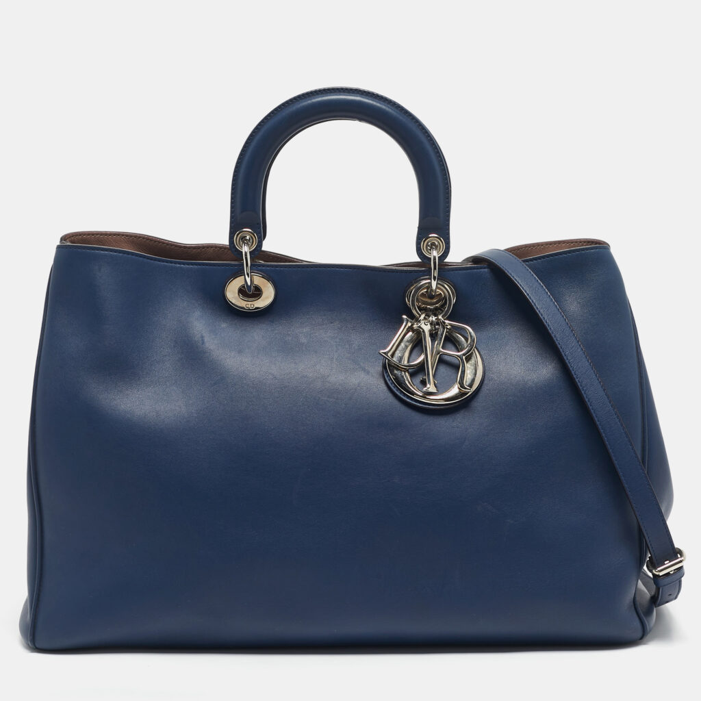 Dior Navy Blue Leather Extra Large Diorissimo Shopper Tote Dior Navy Blue Leather Extra Large Diorissimo Shopper Tote