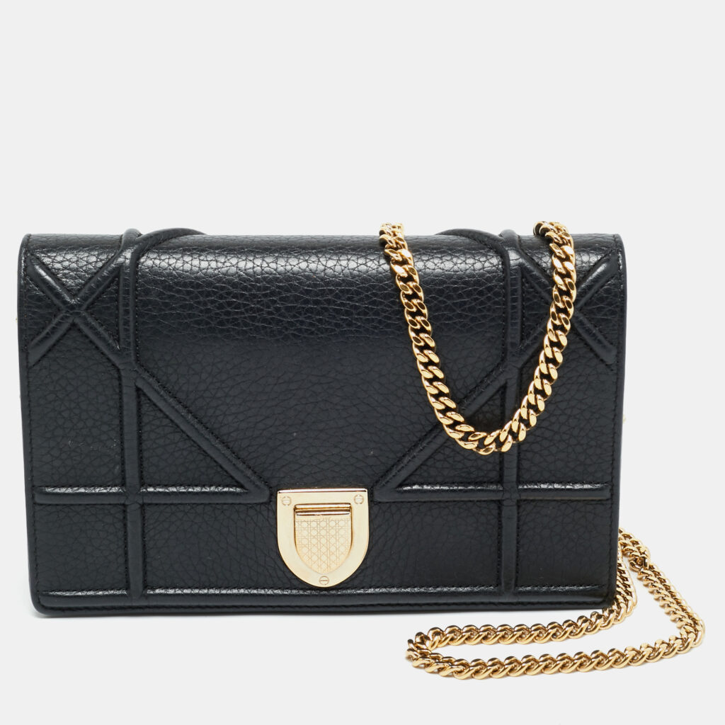 Dior Black Cannage Leather Diorama Wallet on Chain Dior Black Cannage Leather Diorama Wallet on Chain