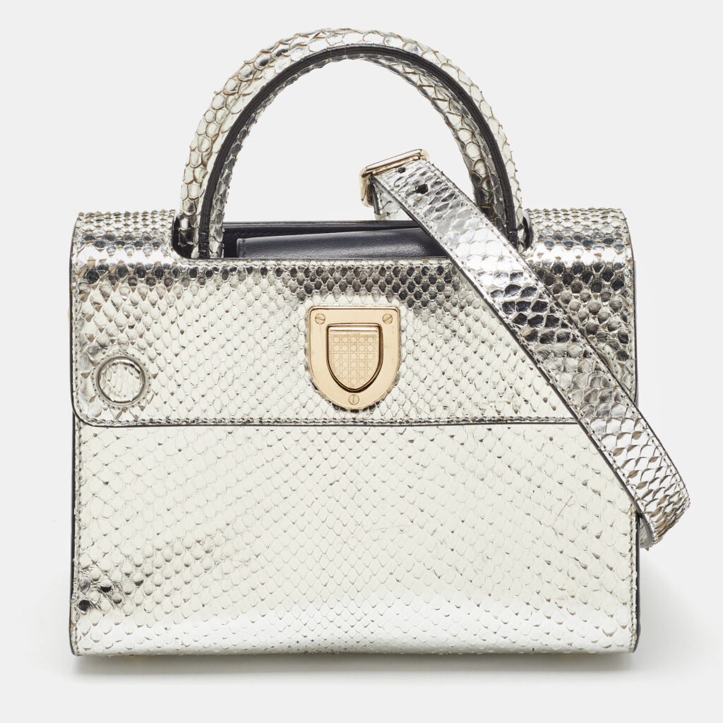 Dior Metallic Silver Python Mini Diorever Tote Dior Metallic Silver Python Mini Diorever Tote