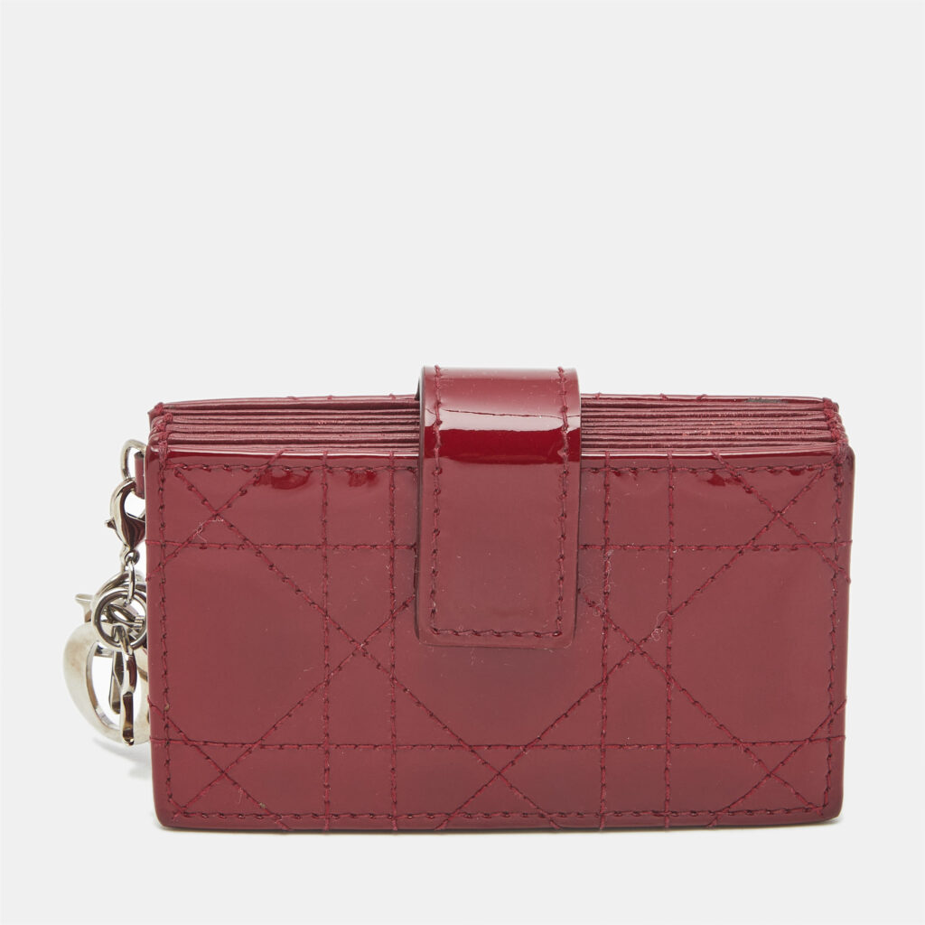 Dior Red Cannage Patent Leather Lady Dior 5 Gusset Card Holder Dior Red Cannage Patent Leather Lady Dior 5 Gusset Card Holder