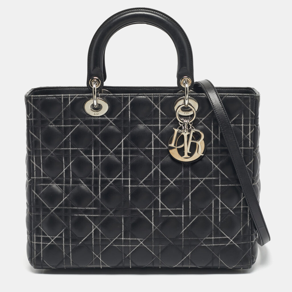 Dior Black Cannage Stitched Leather Large Lady Dior Tote Dior Black Cannage Stitched Leather Large Lady Dior Tote