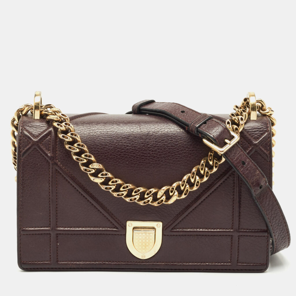 Dior Burgundy Cannage Leather Small Diorama Flap Bag